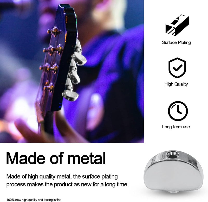 MAXCHEER 6PCS Metal Big Square Shape Guitar Tuning Peg Tuners Machine Head Replacemen Buttons knob Handle Tip (Chrome Semicircle) - Image 3